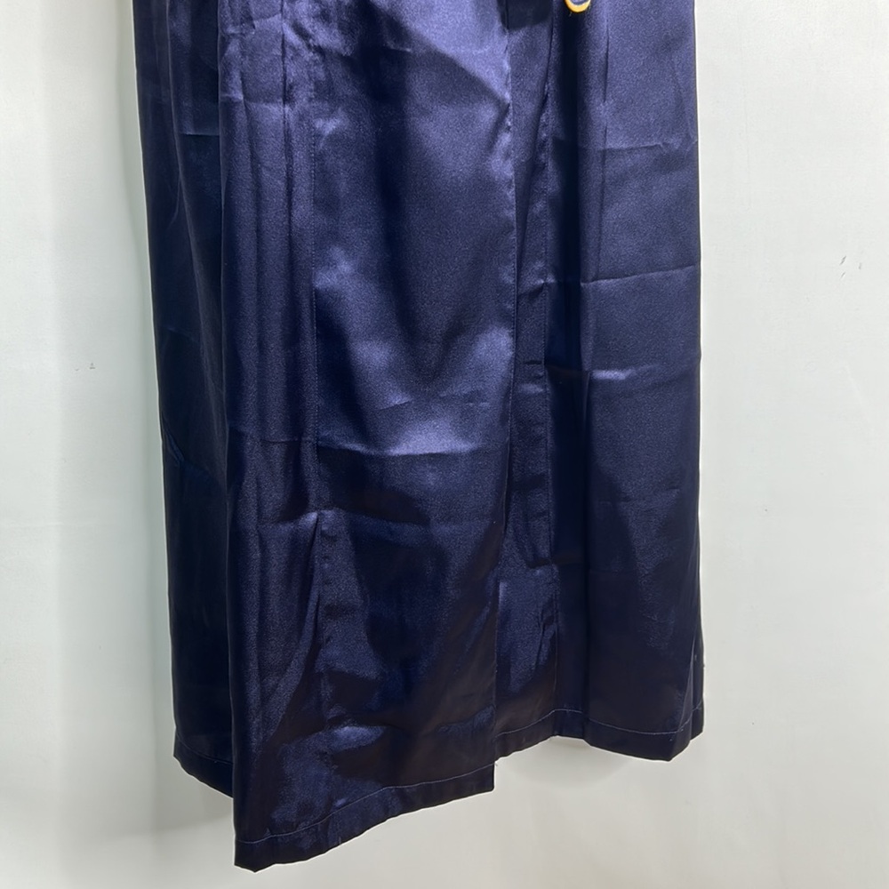 Victoria’s Secret vintage 1996 satin blue gold pocketed long sleeve/length robe - Picture 7 of 11